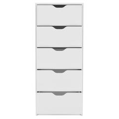 DEPOT E-SHOP Houma 5 Drawers Narrow Dresser, Slim Storage Chest of Drawers, White