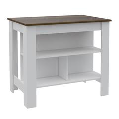 Delos Kitchen Island White - Walnut