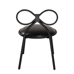 Set Of 4 Metal Kids Bow Chair With Black Vinyl Seat Cushion