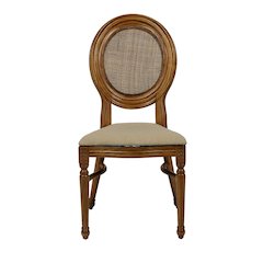 Rattan Back Tinted Raw Elizabeth  Stackable Dining Chair