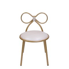 Set Of 4 Metal Kids Bow Chair With Gold Vinyl Seat Cushion
