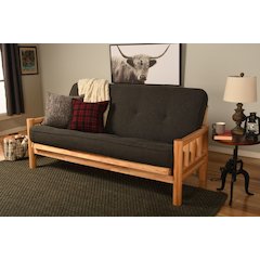 Lodge Frame-Natural Finish-Linen Charcoal Mattress