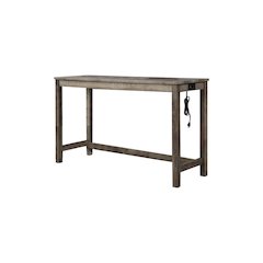 Yosef 60" Antique Oak Rectangular Bar Table with 2 USB Ports/Electrical Outlet