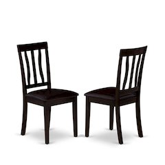 Antique Dining Chairs - Faux Leather Upholstered Wooden Chairs, Set of 2