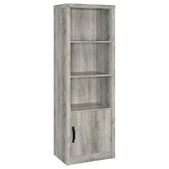 Grey Engineered Wood Media Tower With 3 Shelves, Transitional