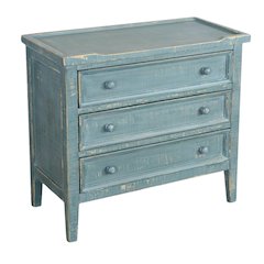 Green Solid Wood Farmhouse End Table with Storage, 3-Drawer Nightstand