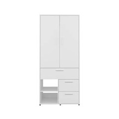 Armoire With Double Doors, Hanging Rod, Interior Shelves, White