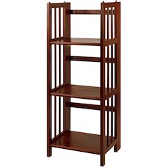 3-Shelf Folding Bookcase 14" Wide-Walnut