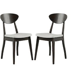 Black Wenge Dining Side Chairs Set of 2 with Solid Wood Design