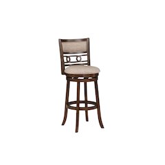 Brown Solid Wood 29" Swivel Bar Stool, Fabric Seat, Sleek Design