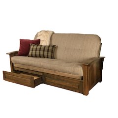 Washington Frame-Rustic Walnut FinishTaxi Woodsmoke Mattress-Storage Drawers