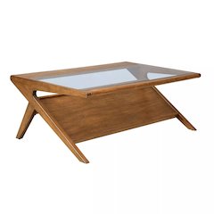 Brown Glass Coffee Table – Elegant Glass Top Coffee Table for Living Room