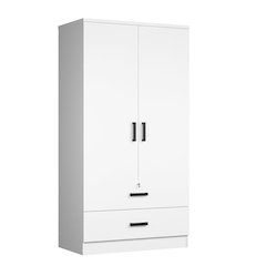 Woodpeckers Furniture And Mattress 2-Door Closet with 2-Drawers (White)