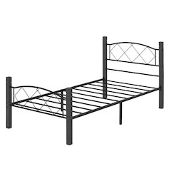 Hercules Twin Size Solid Wood Posts with Metal Bed Frame