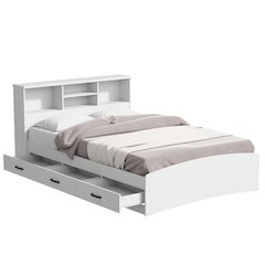 Captain Paltform Bed with 3 Drawers and Bookcase Headboard