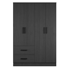 Better Home Products Luna Modern Wood 4 Doors 2 Drawers Armoire in Black