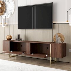 Tv Stand 71” with Gold Legs and Two Spacious Doors