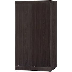 Better Home Products Modern Wood Double Sliding Door Wardrobe in Tobacco
