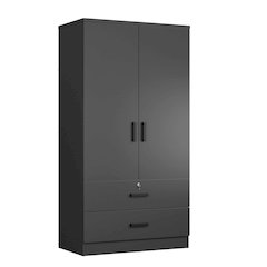 Woodpeckers Furniture And Mattress 2-Door Closet with 2-Drawers (Black)