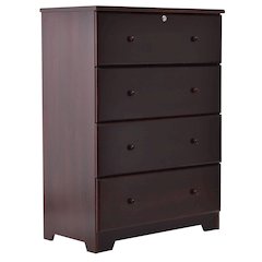 WPfurniture Isabela Collection Solid Pine Wood 4 Drawer Chest Dresser (Mahogany)