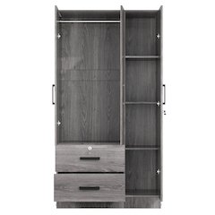 Better Home Products Symphony Wardrobe Armoire Closet with Two Drawers in Gray