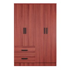 Better Home Products Luna Modern Wood 4 Doors 2 Drawers Armoire in Mahogany