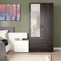 Mirrored 2 Door Wardrobe in Brown Color