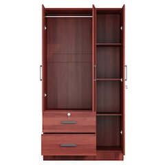 Better Home Products Symphony Wardrobe Armoire Closet with Two Drawers Mahogany