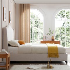 Hampton Linen Upholstered Platform Bed