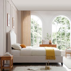 Hampton Linen Upholstered Platform Bed