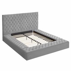 Better Home Products Cosmopolitan Velvet Upholstered Platform King Bed in Gray