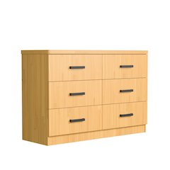 Woodpeckers Furniture And Mattress Double Dresser 6 Drawer DD (Beech)