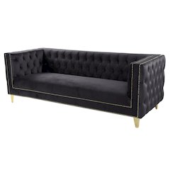 Luxe Velvet Sofa with Gold Legs, Fully Assembled.