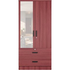 Woodpeckers Furniture And Mattress Wardrobe with Mirror & Drawers (Mahogany)