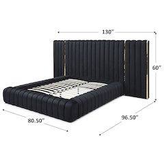 Avalon Velvet Upholstered Platform Bed With Wings.