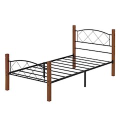 Hercules Twin Size Solid Wood Posts with Metal Bed Frame