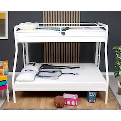 Woodpeckers Furniture And Mattress Twin Over Full Metal Bunk Bed (White)