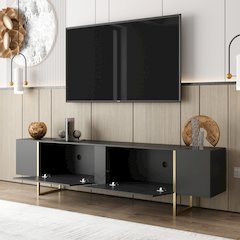 Tv Stand 71” with Gold Legs and Two Spacious Doors