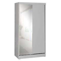 Mirror Wood Double Sliding Door Wardrobe