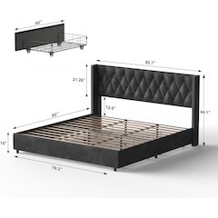 Amelia 4-Drawer Velvet Platform Bed