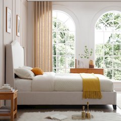 Hampton Linen Upholstered Platform Bed