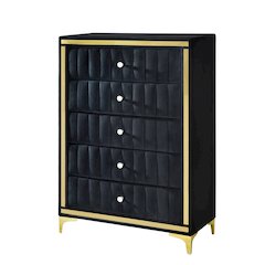 5-Drawer Chest Dresser with Gold Legs and Gold Trim - Fully Assembled
