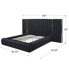 Avalon Velvet Upholstered Platform Bed With Wings
