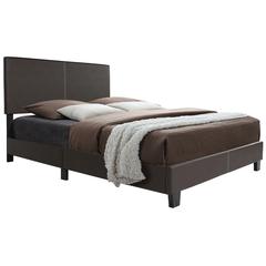 Better Home Products Nora Faux Leather Upholstered King Panel Bed in Tobacco
