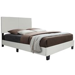 Better Home Products Nora Faux Leather Upholstered King Panel Bed in White