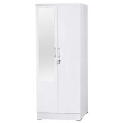Better Home Products Harmony Two Door Armoire Wardrobe with Mirror in White