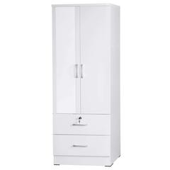 Better Home Products Grace Armoire Wardrobe with Mirror & Drawers in White