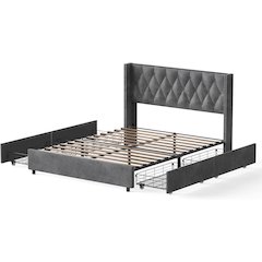 Amelia 4-Drawer Velvet Platform Bed
