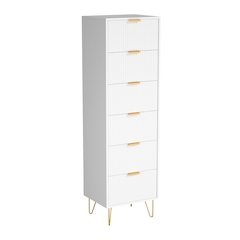6-Drawer Lingerie Chest with Gold Metal Legs and Handles (White)