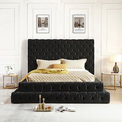Eleonora Velvet Queen Bed - Luxurious Upholstered